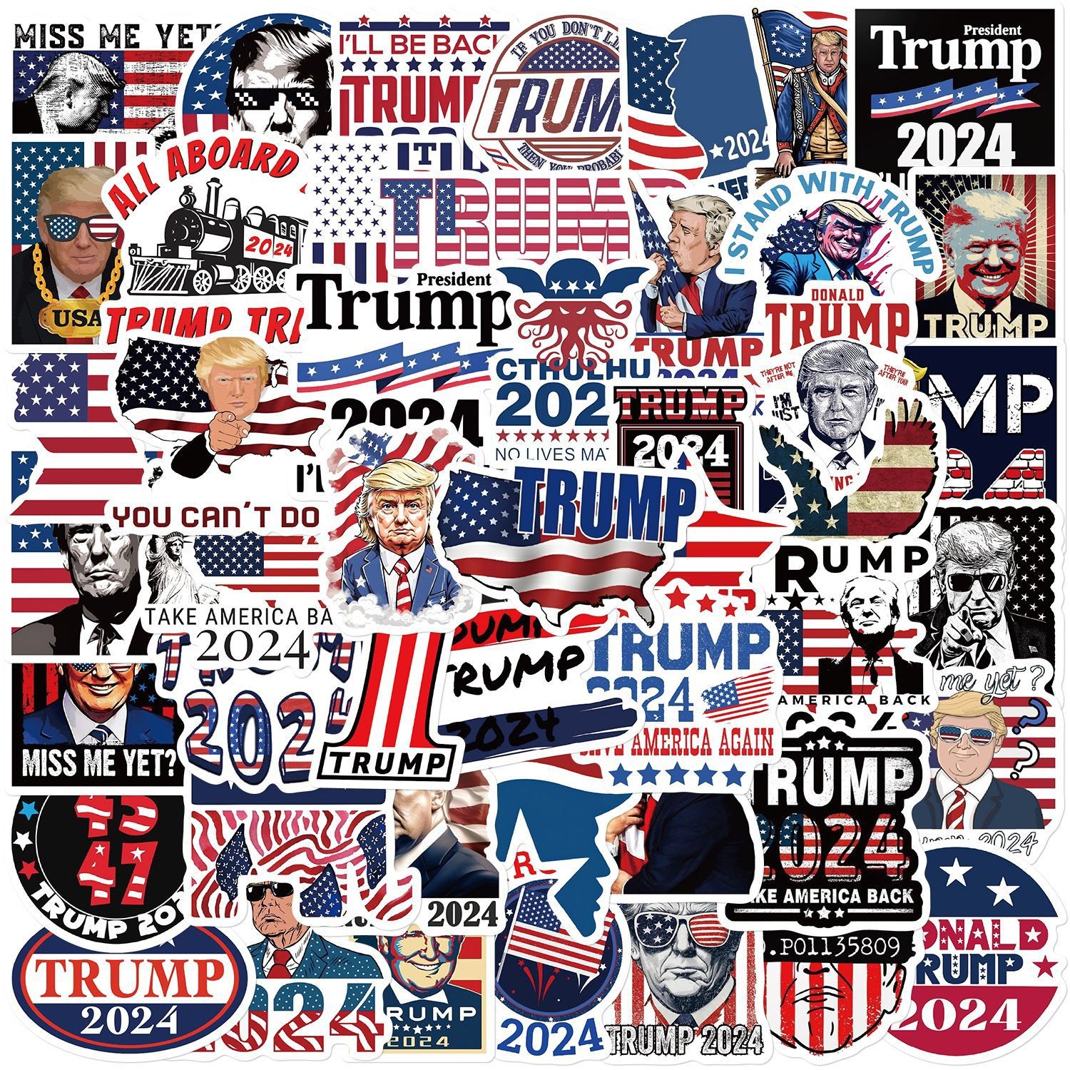Clearance Trump merchandise50PC Stickers Decal Decorate Laptop Garage Door Fridge Guitar Car Scrapbook Skateboard Suitcase Motorcycle Snowboard Trump